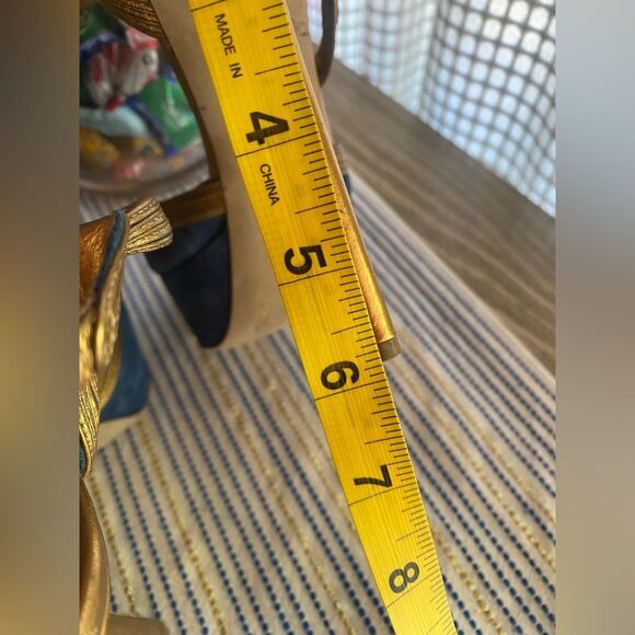 SERGIO ROSSI Bronze and Blue Metallic Platform Sandal Heels Size 39 - Picture 14 of 14